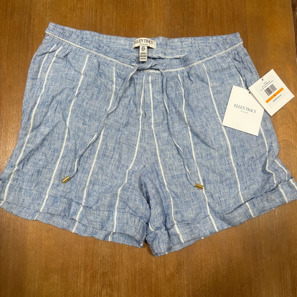 Ellen Tracy Striped Blue Shorts